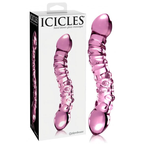 Icicles No. 55 - dubbelzijdige G-spot glazen dildo (roze)