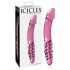 Icicles br. 57 - dvostrani stakleni dildo s penisom (roza)