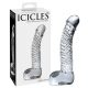 Dildou din sticlă, penis cu testicule, transparent - Icicles Nr. 61