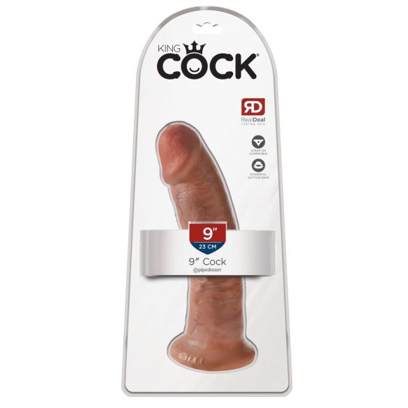 King Cock 9 - piesūcekņa bāze reālistisks dildo (23 cm) - tumšs dabīgs