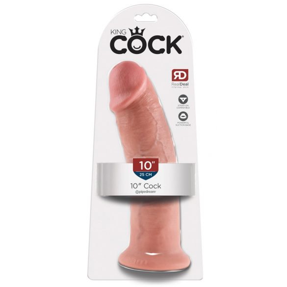 King Cock 10 - velké dildo se varlaty s přísavkou (25cm) - přírodní