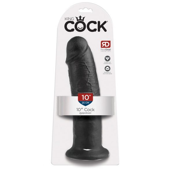 King Cock 10 - stor sugkoppdildo (25 cm) - svart