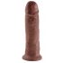 King Cock 10 - velké dildo se varlaty s přísavkou (25cm) - hnědé