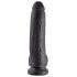 King Cock 9 - großer Saugnapf, Hoden Dildo (23cm) - schwarz