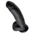 King Cock 9 - didelis siurbtuku, su sėklidėmis dildo (23cm) - juodas