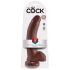 King Cock 9 - duże dildo z zaciskiem na jądra (23 cm) - brązowy