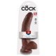 King Cock 9 - liels piesūceknis dildo ar sēkliniekiem (23 cm) - brūns