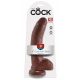 King Cock 9 - Large Suction Cup Dildo with Testicles (9 Inches) - Brown