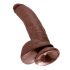 King Cock 9 - Large Suction Cup Dildo with Testicles (9 Inches) - Brown