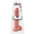 King Cock 11 - großer Saugnapf, Hoden Dildo (28cm) - Naturfarbe