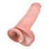 King Cock 11 - großer Saugnapf, Hoden Dildo (28cm) - Naturfarbe