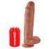 King Cock 11 - Large Suction Cup Dildo with Testicles (28cm) - Dark Natural