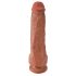 King Cock 11 - Large Suction Cup Dildo with Testicles (28cm) - Dark Natural