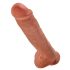 King Cock 11 - Großer Saugnapf, Hoden-Dildo (28cm) - Dunkel Natur