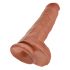 King Cock 11 - Large Suction Cup Dildo with Testicles (28cm) - Dark Natural