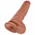 King Cock 11 - sugfot, med pung dildo (28 cm) - mörk natur