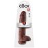 King Cock 11 - didelis su prilimpančiu pagrindu, su sėklidėmis dildo (28cm) - rudas