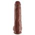 King Cock 11 - veliki, testikularni dildo (28 cm) - smeđi