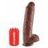 King Cock 11 - Large Suction Cup Dildo with Balls (28cm) - Brown