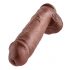 King Cock 11 - velik vibrator s prijemalko za testis (28 cm) - rjav