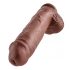 King Cock 11 - stor sugfot, med pung dildo (28cm) - brun