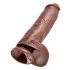 King Cock 11 - liels piesūcekņa dildo ar sēkliniekiem (28 cm) - brūns