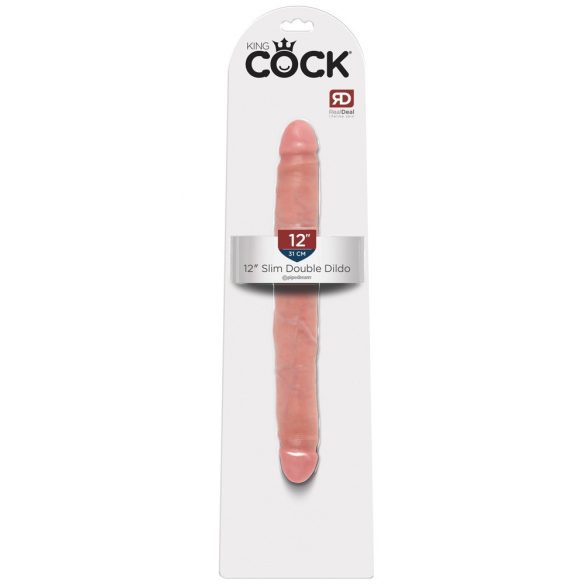 King Cock 12 Slim - elutru topelt dildo (31cm) - naturaalne