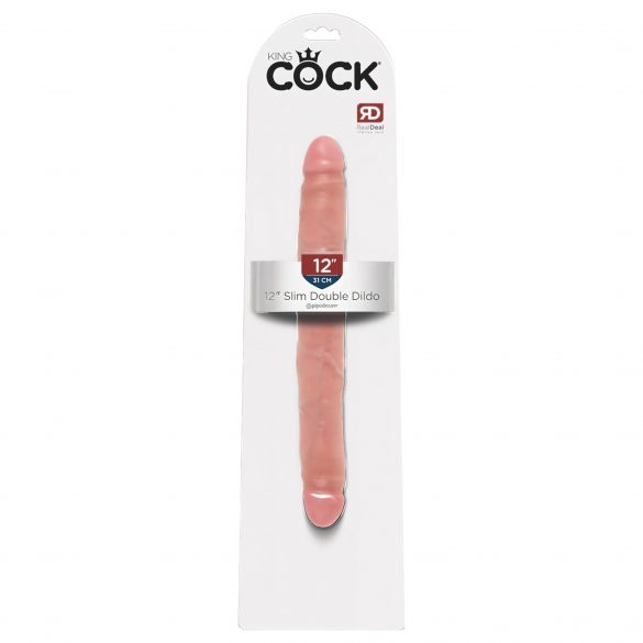 King Cock 12 Slim - tikroviškas dvigubas dildo (31cm) - natūralus