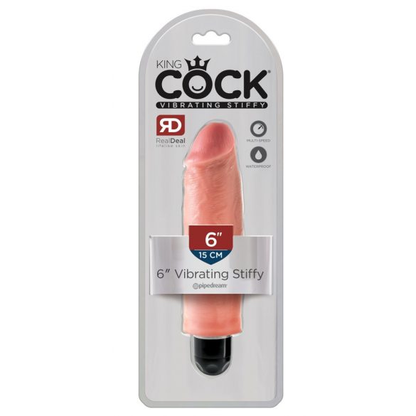 King Cock 6 Stiffy - wasserdichter, realistischer Vibrator (15cm) - Naturfarben