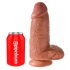 King Cock 9 Chubby - lipnus pagrindas, su kapšeliu dildo (23cm) - tamsiai natūrali spalva