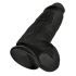 King Cock 9 Chubby - suction cup, testicle dildo (23cm) - black