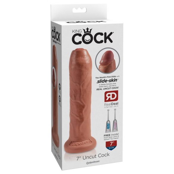 King Cock 7 Vorhautmeister - lebensechter Dildo (18cm) - dunkles Natur