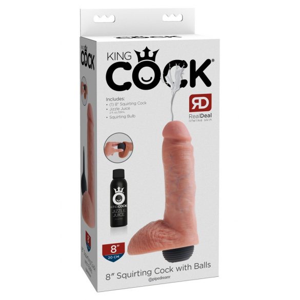 King Cock 8 - elutru pritsiva dildo (20cm) - naturaalne