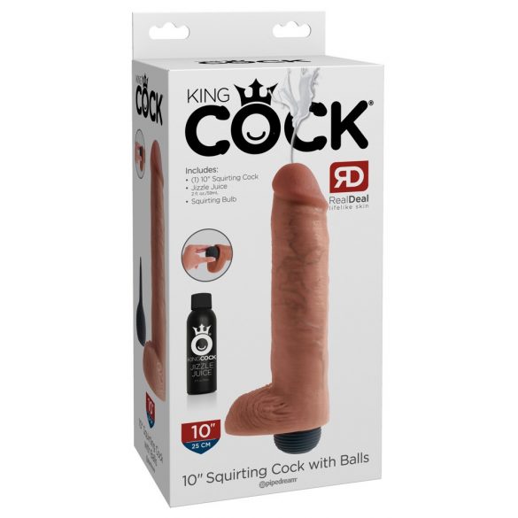 King Cock 10 – realistické striekajúce dildo (25cm) – telová farba