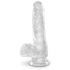 King Cock Clear 6 - su siurbiamu dugnu, su sėklidėmis mažas dildo (15cm)