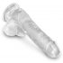 King Cock Clear 6 - piesūceknis, ar sēkliniekiem, mazs dildo (15 cm)