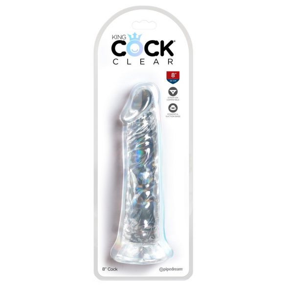 King Cock Clear 8 - velik dildo z objemko (20 cm)