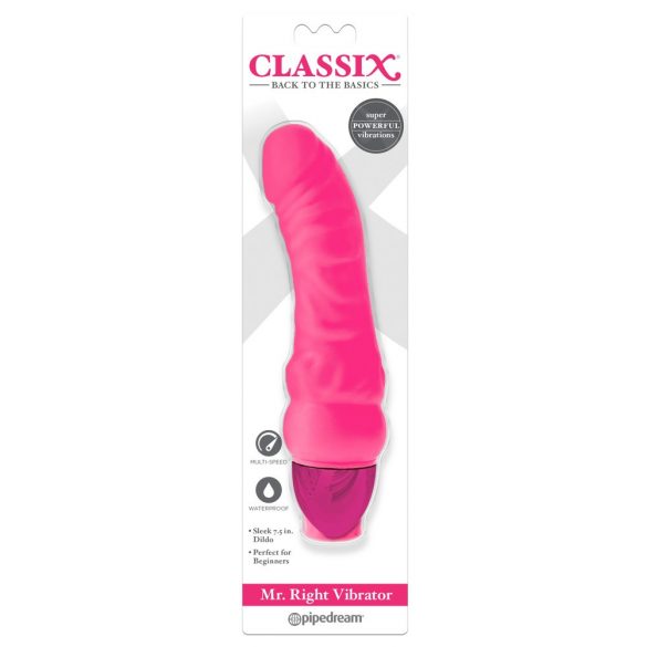 Classix Mr. Right - pradedantiesiems, silikoninis vibratoriaus su varpos forma (rožinis)