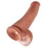 King Cock 15 - gigantski dildo s testisi (38 cm) - temno naraven