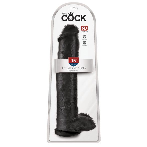 King Cock Gigante con Ventosa e Testicoli - Dildo Nero (38cm)