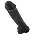 King Cock 15 - siurbtukas pagrindas su sėklidėmis didelis dildo (38 cm) - juodas