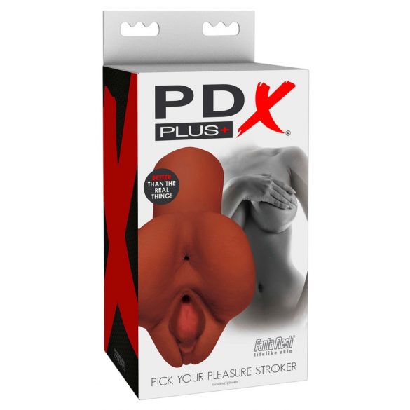 PDX Pick Your Pleasure Stroker - 2in1 Realistic Masturbator (Brown)