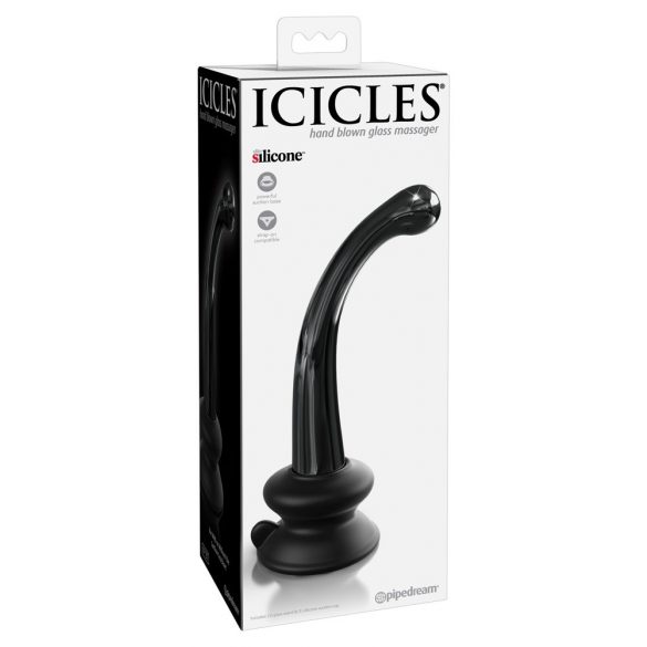Icicles No. 87 - G ir P taškų stiklinis dildo (juodas)