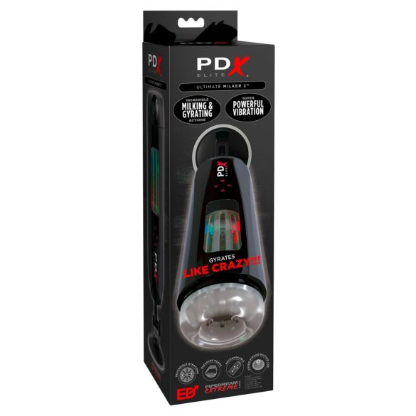 PDX Ultimate Milker 2 - Rechargeable Rotating Vibrating Masturbator (Black)