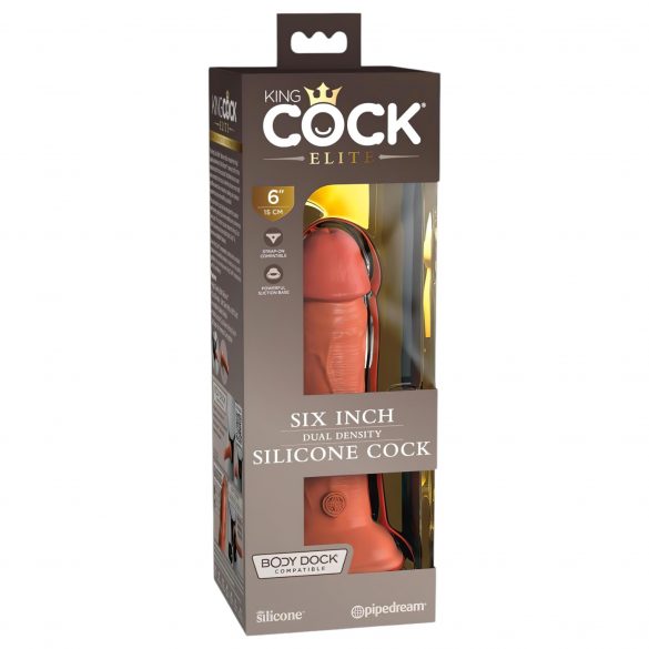 King Cock Elite 6 - piesūceknis, reālistisks dildo (15 cm) - tumšs