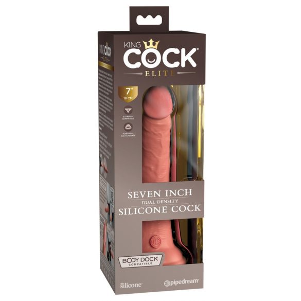 King Cock Elite 7- upínací, realistický vibrátor (18 cm) - prírodný