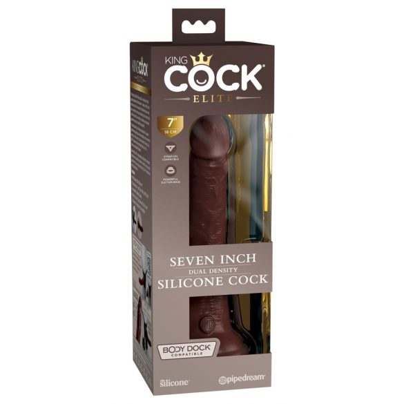 King Cock Elite 7- Saugnapffuß, realistischer Dildo (18cm) - Braun