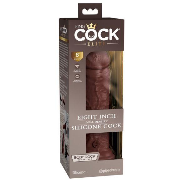 King Cock Elite 8 - zaciskane, realistyczne dildo (20 cm) - brązowy