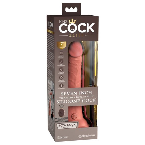 King Cock Elite 7 - ar pamatni, ar tālvadību vibrators 18cm - dabiska