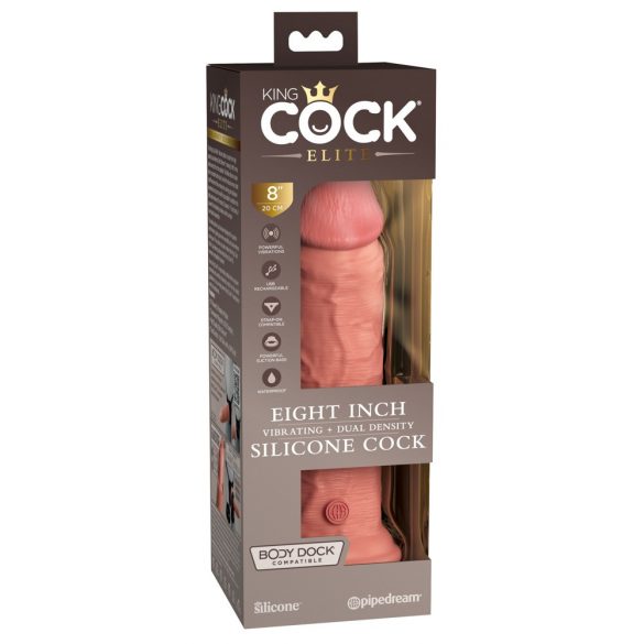 Dildo Siliconico Realistico King Cock Elite con Base a Ventosa e Vibrazione (20cm) - Colore Naturale